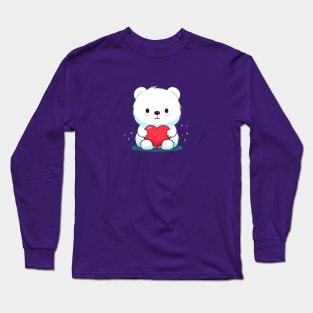 White bear with a heart Long Sleeve T-Shirt